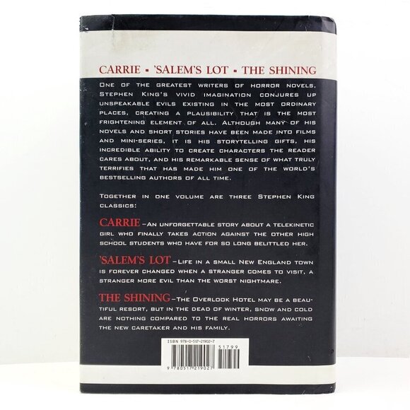 Stephen King Three Complete Novels Book Carrie Salem's Lot Shining HCDJ 2002 - Picture 2 of 10